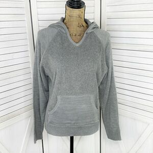Bill Blass Sport Fleece and Knit Hooded Sweater Large Gray Hoodie Pullover